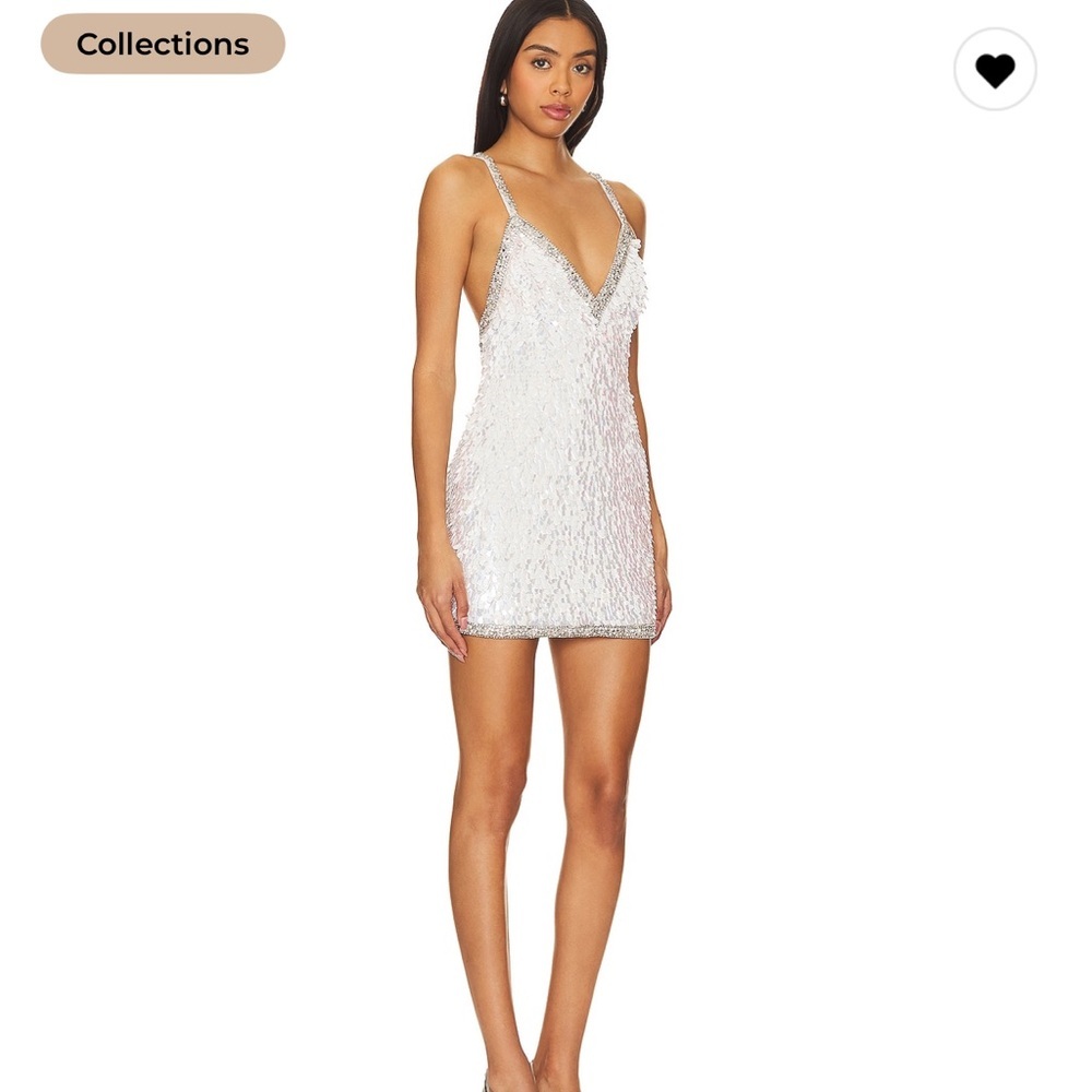 Retrofete REVOLVE Ivana Sparkling Mini Dress in White and Silver - Picture 4 of 12